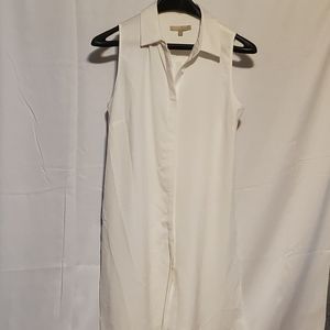 Joan Vass White Button Up Collared Sleeveless Dress Size Small